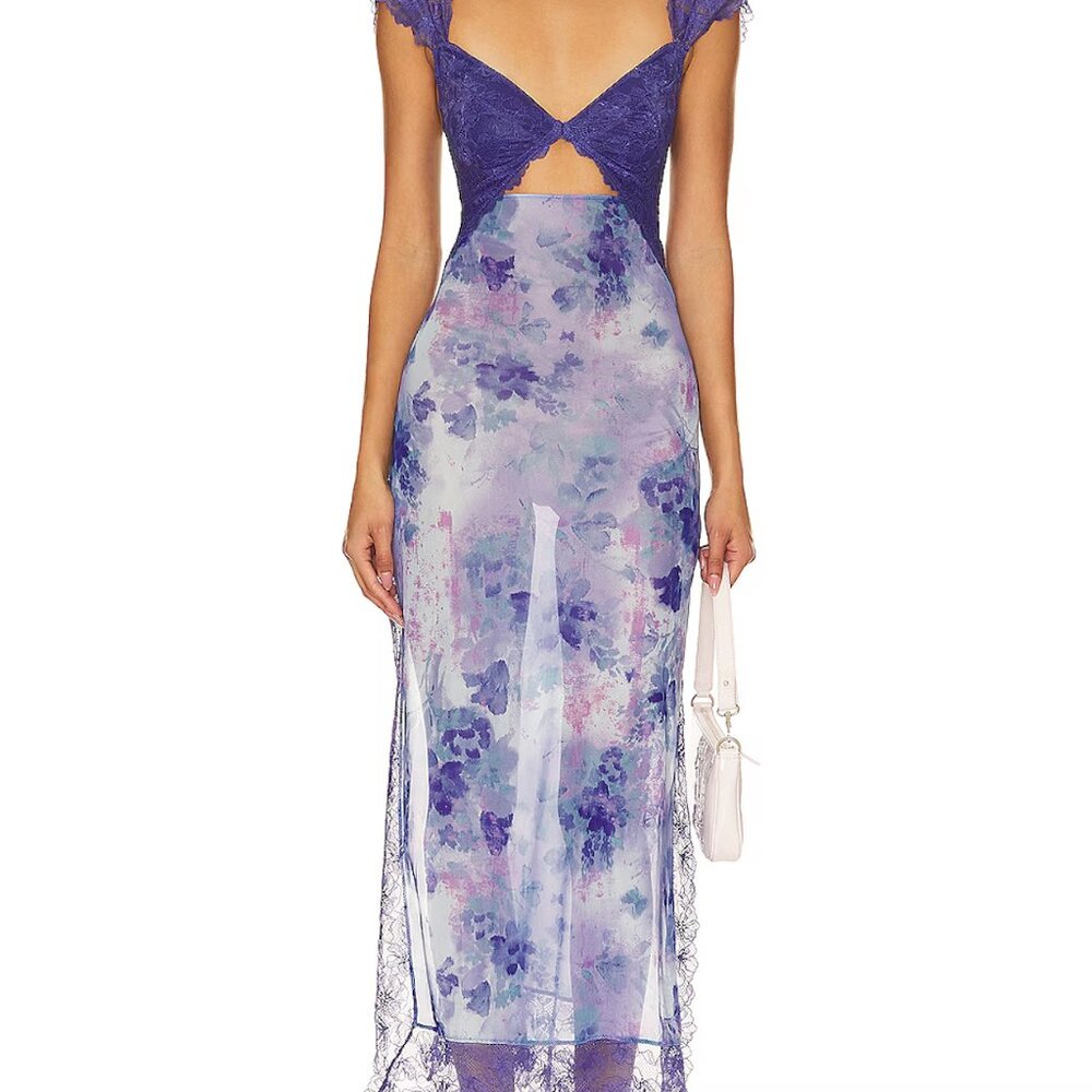 Free People Suddenly Fine Maxi Slip in Spring Rain Combo